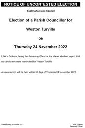 Notice of Uncontested Election