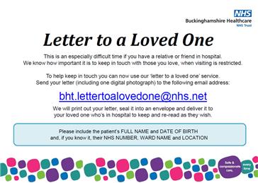  - Buckinghamshire Healthcare Trust's Letter to a Loved One Scheme