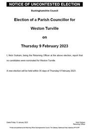 Notice of Uncontested Election 9th February